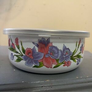 Floral Enamel Bowl with Lid